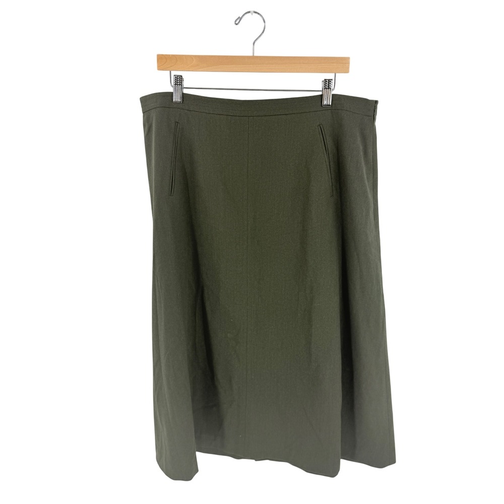 Vintage Talbots Wool Midi Skirt Dark Green 18 Office Career Plus Size Academia